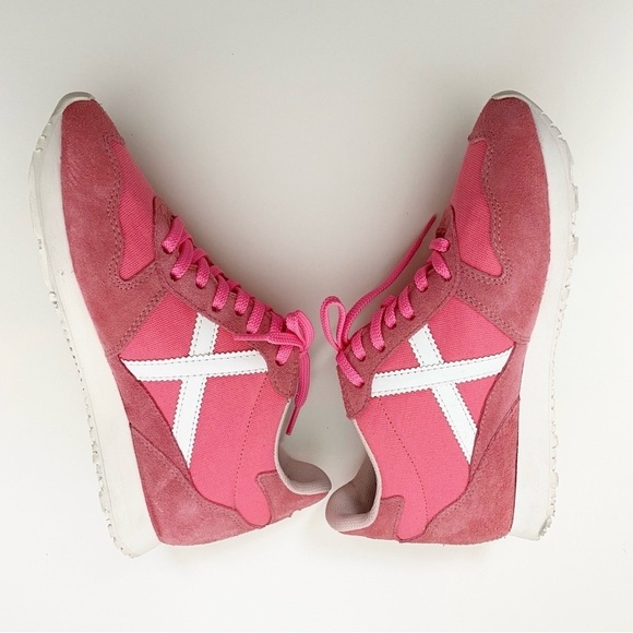 Munich Berneda Women’s Wedge Heel Sneakers Pink White - Picture 3 of 7